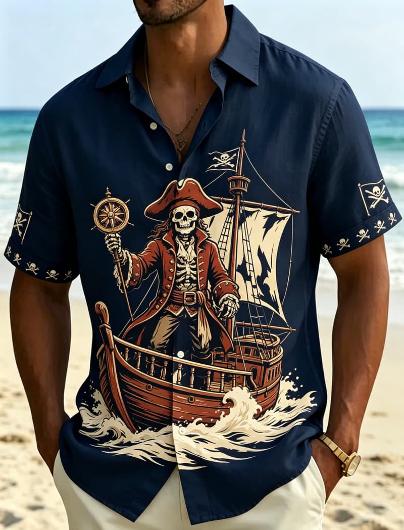 Outdoor Adventure Vacations - Chemise à manches courtes imprimée Pirate