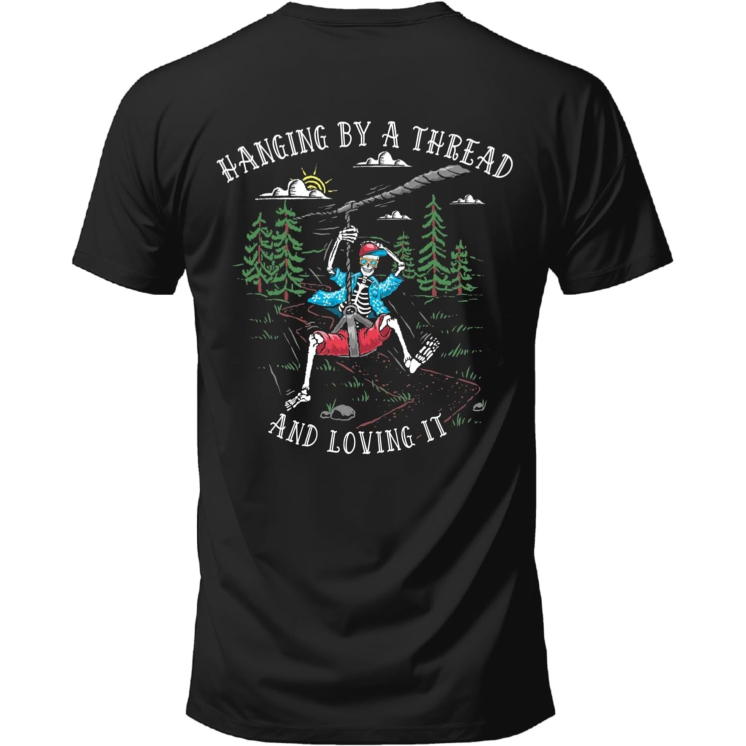 Outdoor Adventure Ziplines & Waterfall - T-shirt graphique vintage pour homme «