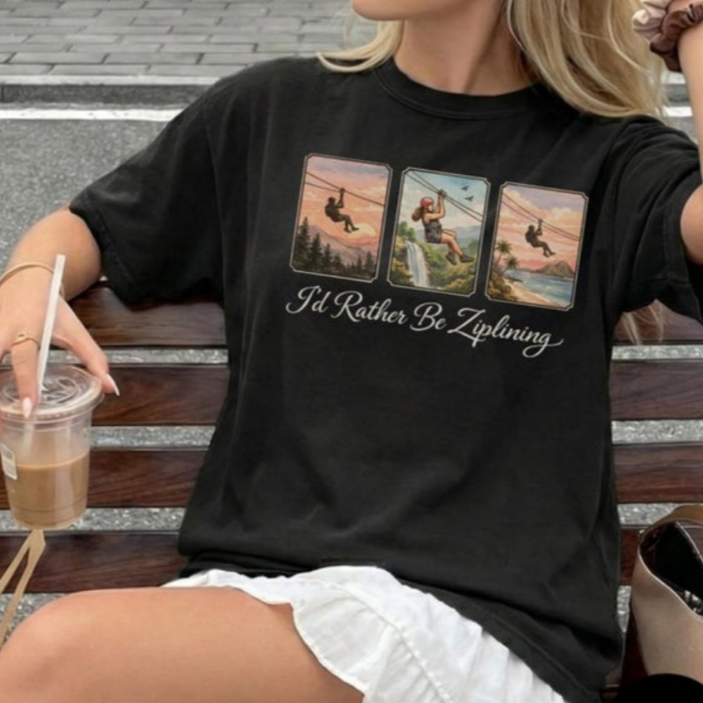 Outdoor Adventure Ziplines & Waterfall - T-shirt « I'd Rather Be Ziplining