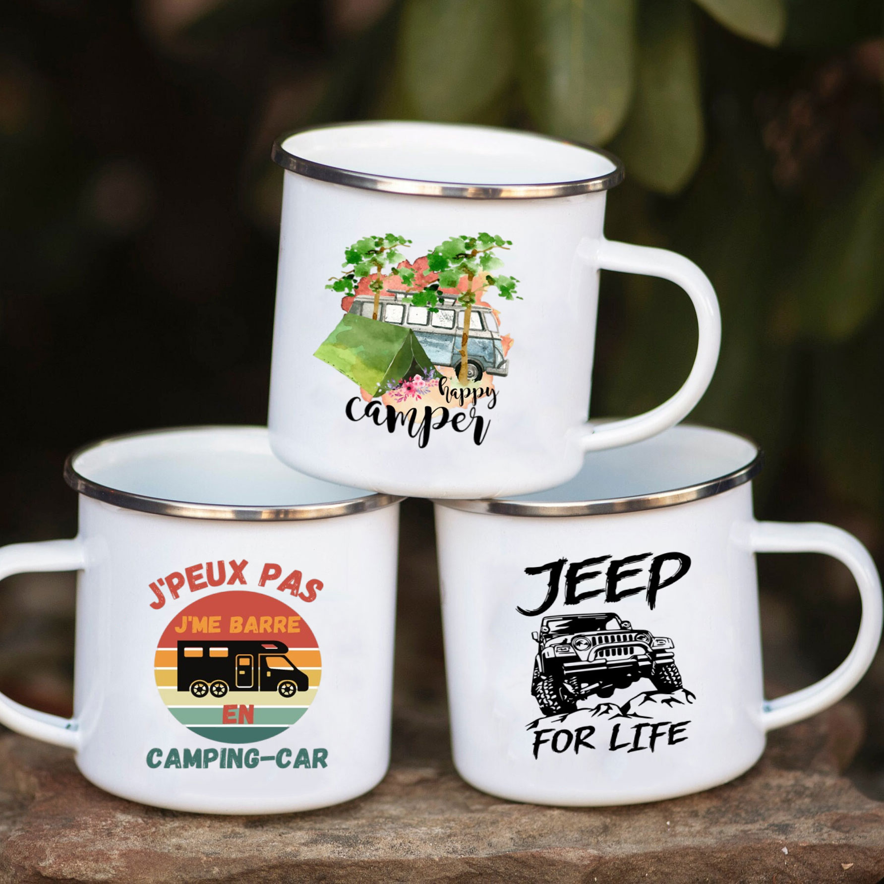 Outdoor Adventure And Travel - Mug en émail pour camping-car, tasse