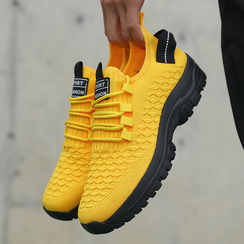 Outdoor Adventure Shoes - Baskets d'extérieur jaune vif pour hommes,
