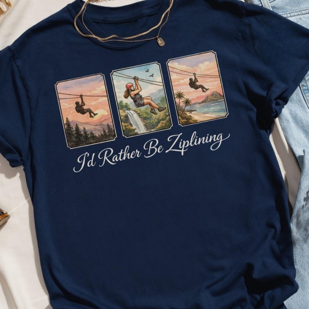 T-shirt « I'd Rather Be Ziplin - Outdoor Adventure Ziplines & Waterfall avis et prix