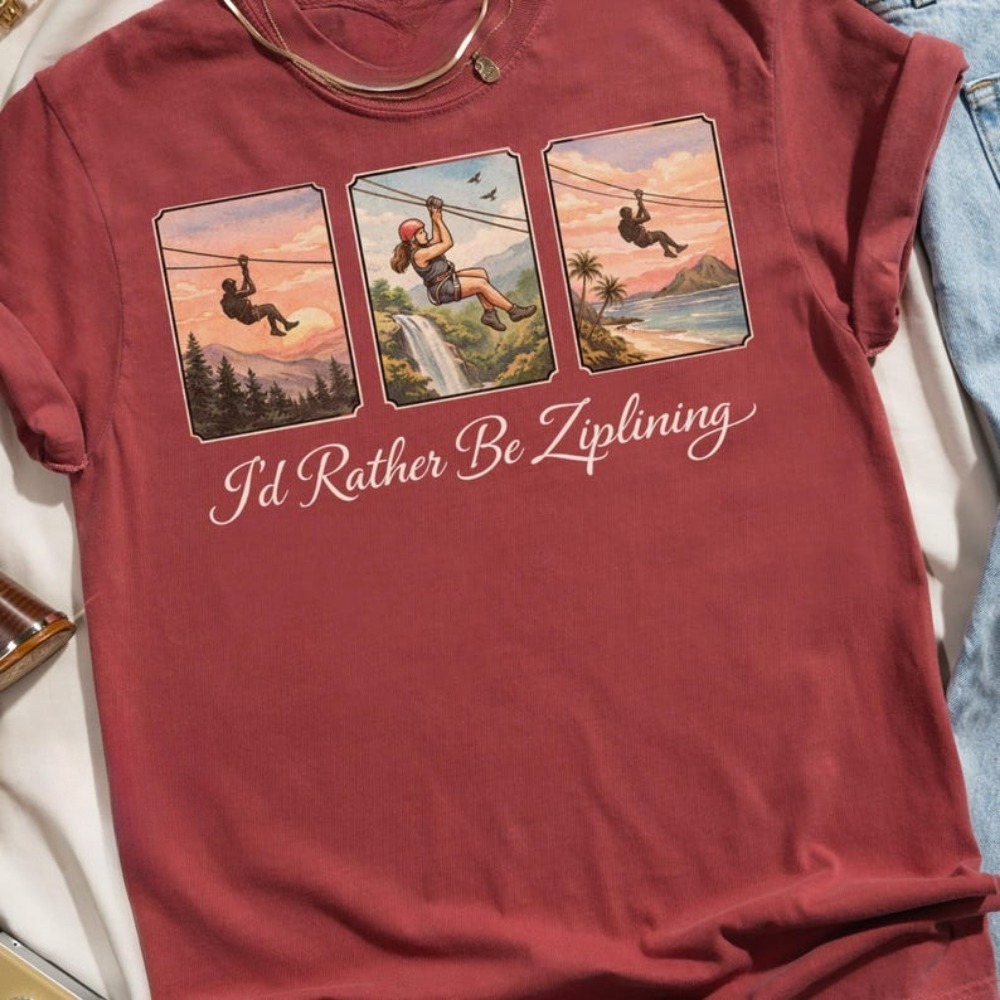 T-shirt « I'd Rather Be Ziplin - Outdoor Adventure Ziplines & Waterfall avis et prix